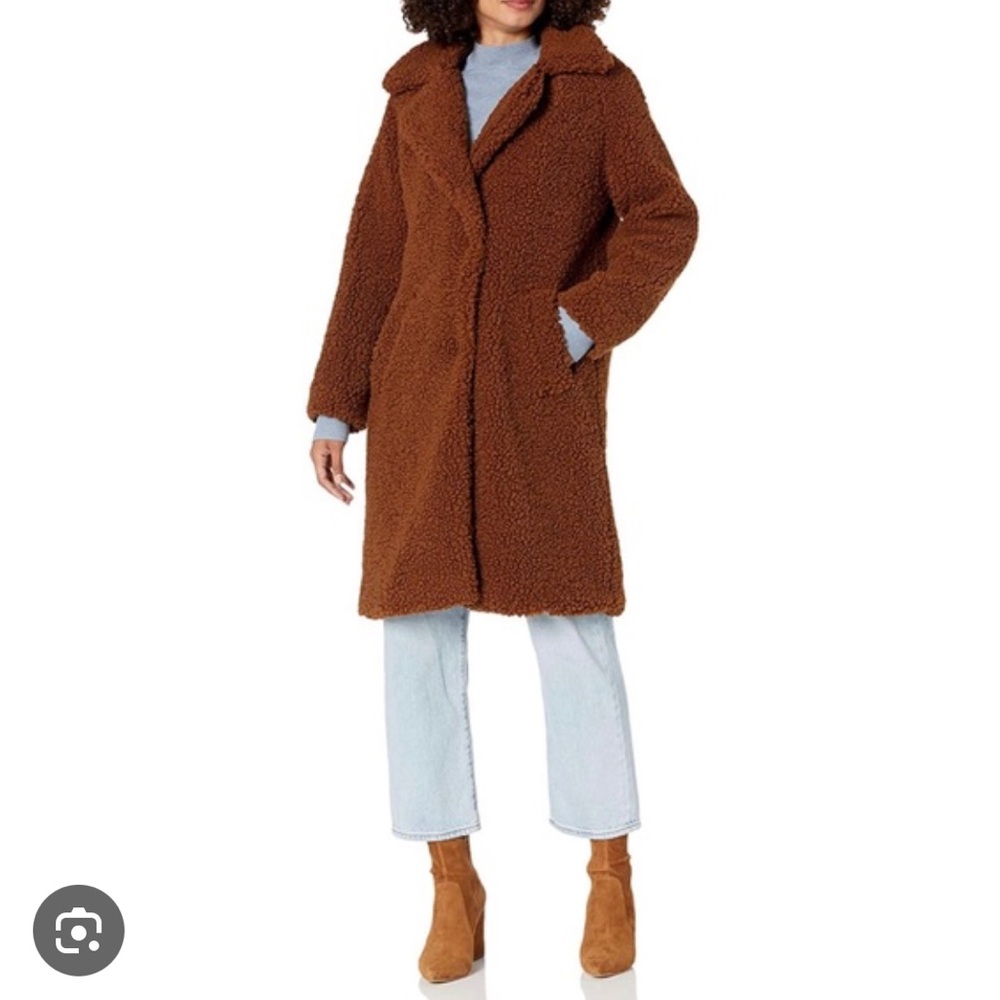 Lucky Brand Brown Teddy Jacket Plush Oversized Style